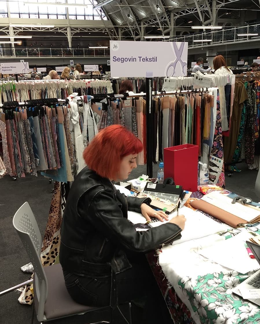 We are at London textile fair.